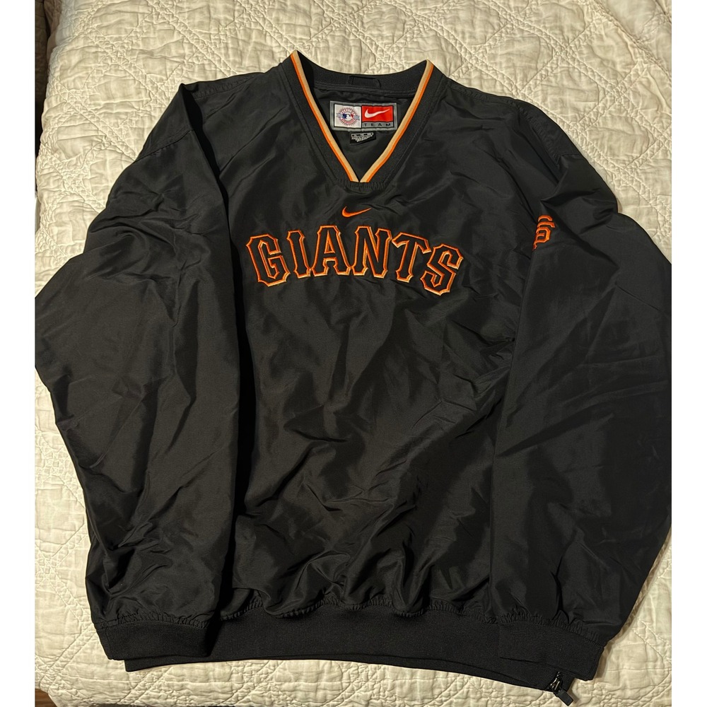 Nike San Francisco Giants Pullover Windbreaker Mens 2XL Black MLB V-Neck Jacket